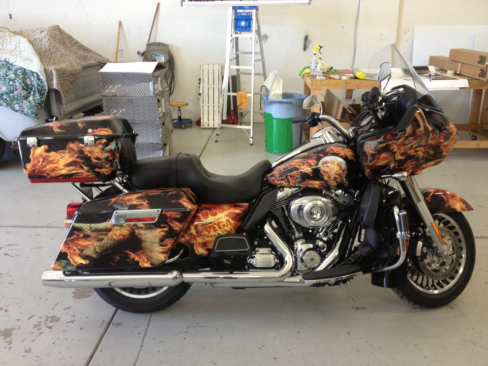 flame motorcycle wrap full at bug dog