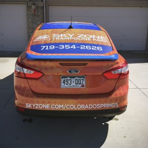 car advertising: vinyl car wrap skyzone